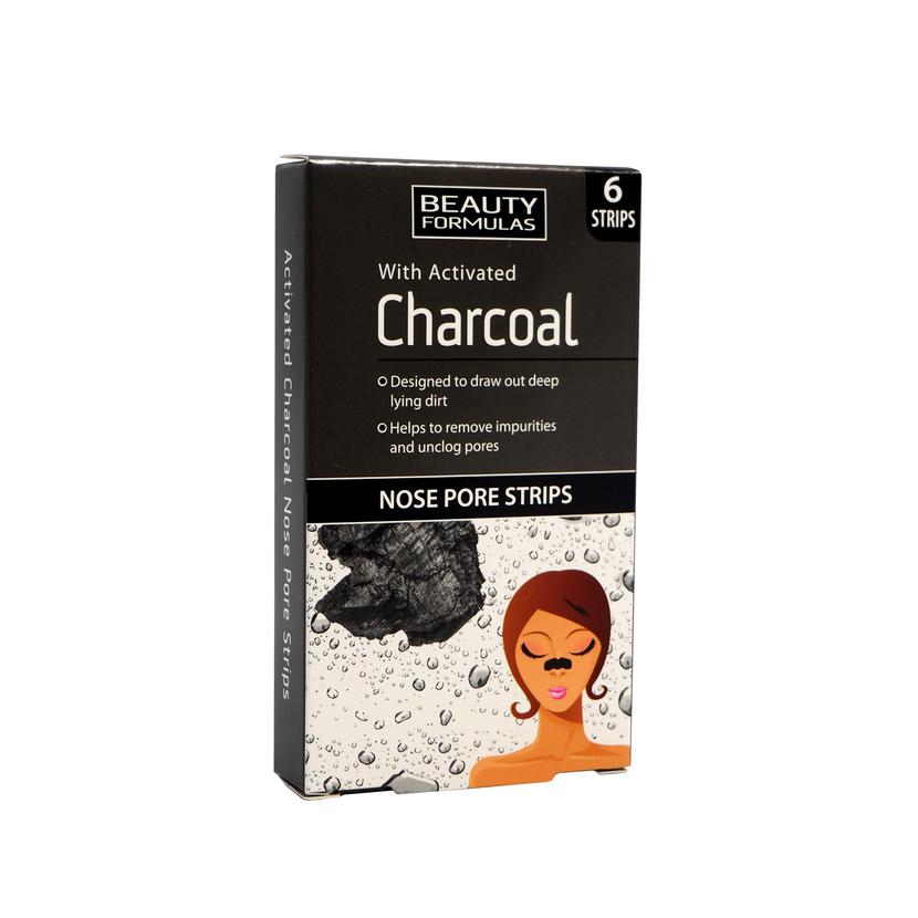 BEAUTY FORMULAS Charcoal Čistící pásky na póry na nose s aktivním uhlím